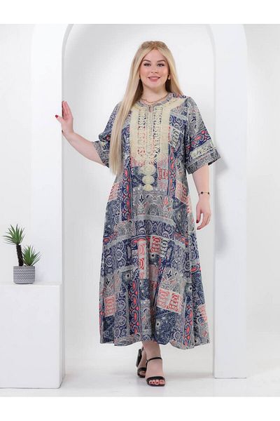 AFandina A-387 Embroidered floral jalabiya with delicate details for an attractive and modern look.