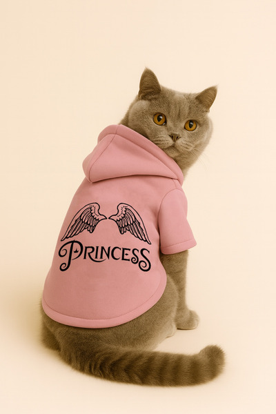 Monopetz Kapüşonlu Sweatshirt Köpek Ve Kedi Kıyafeti - Pembe Prenses - L Beden