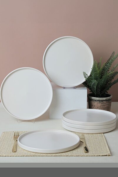 Keramika Mat Beyaz Stackable Servis Tabağı 27 Cm 6 Adet 022