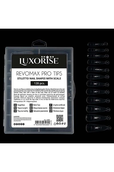 LUXORISE Vârfuri reutilizabile REVOMAX PRO TIPS - Stiletto, 120 buc