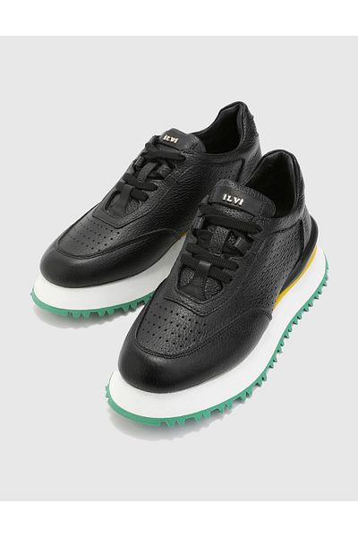 İLVİ Dorico Genuine Leather Women's Black Sports Shoes