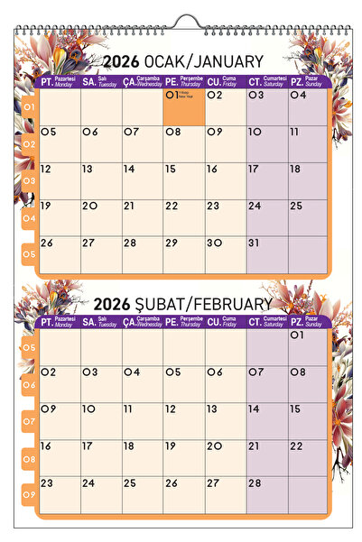 NATURELBASIM 2026 DUVAR PLANLAMA TAKVİMİ-6 SAYFA 33X48