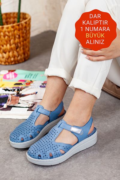 Adım Adım Women's Genuine Leather Closed-Front Orthopedic Sandals