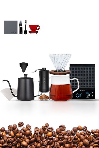 MIBRU V60 Coffee Set 11 Piece Coffee Drip Coffee Making Kit Premium Pour Over With Thermometer