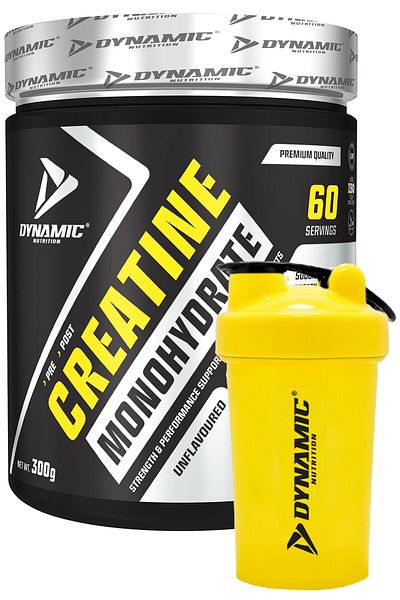 Dynamic Nutrition Creatine Monohydrate Micronized - 300 g - Pure - with Shaker - 60 Servings - 100% Pure Creatine Monohydrate