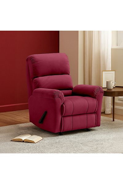 BACK COMFORT Velvet Classic Recliner Chair - Burgundy - ChillSeat
