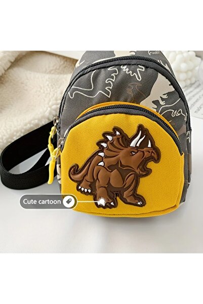 GlassySKY Dinozor Desenli ( Triceratops ) Erkek Çocuk Çapraz Vücut Çantası Hediyelik