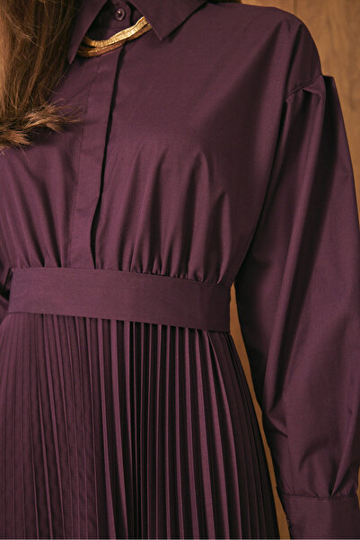 EMNORA Pilili Poplin Elbise Burgonya