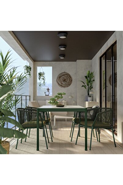 IKEA yemek masası, koyu yeşil-açık gri, 91x147 cm