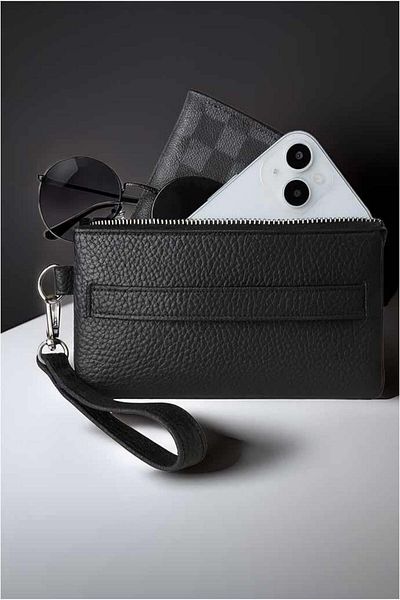 Valiberta Saul Double Handle 3 Compartment Leather Look Men's Handbag - Black