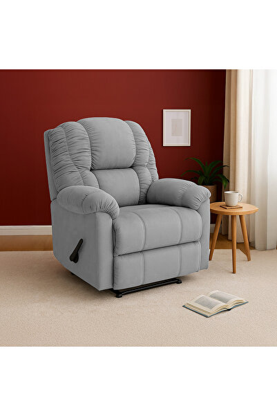 BACK COMFORT كرسي استرخاء كلاسيكي مخملي - رمادي - كومفي تشير