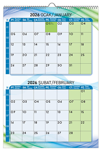 NATURELBASIM 2026 DUVAR PLANLAMA TAKVİMİ 6 SAYFA