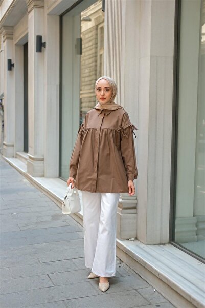 LOCCO Brown Bow Tie Shirt - Women's