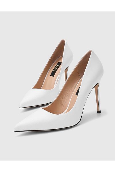 İLVİ Linz Genuine Leather White Women's Stiletto
