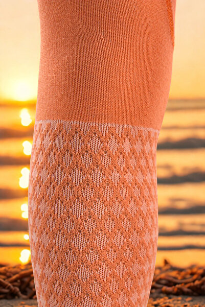 KARDEŞLER ÇORAP Girl's Cotton Baklava Patterned Pantyhose Orange