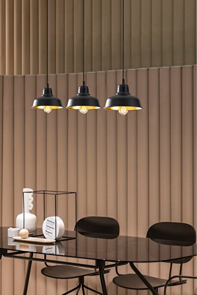 AmberLED Oscuro 3'lü Siyah Sarkıt Aydınlatma Metal Sıvama, Ev, Ofis, Cafe, Re...