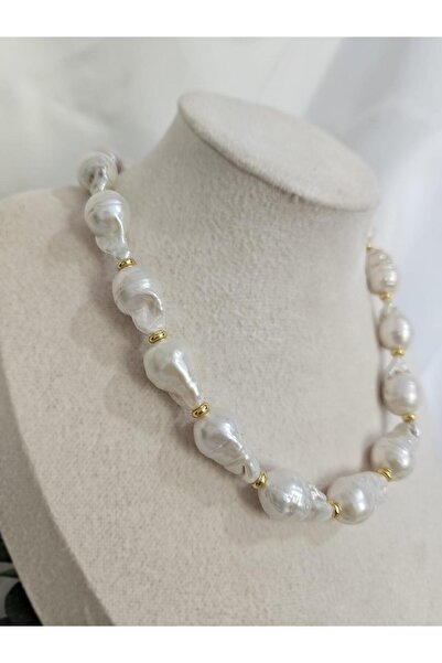 İNCİORA JEWELRY Gerçek Barok Incili Kolye