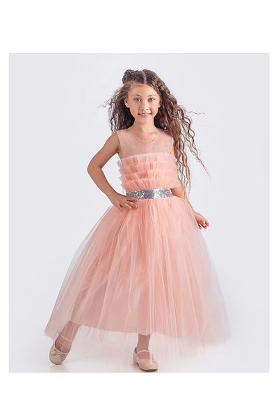 s.t. sebat tekstil Tutu Long Skirt Waist Sequined Girl Dress Sb618
