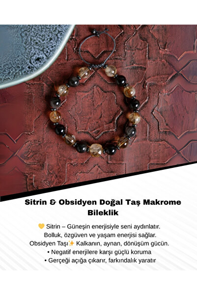 Saff Doğal Taş سوار مكرامية من الأحجار الكريمة الطبيعية من السيترين والأوبسيد...