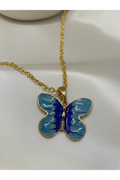 KANERUZ The Good News of Spring Blue Butterfly Necklace