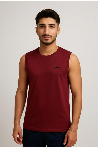 AXXEL Men's Burgundy Strap T-Shirt-D690