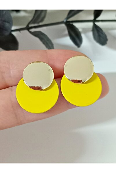 mos&more Gold Yellow Plate Small Women's Earrings