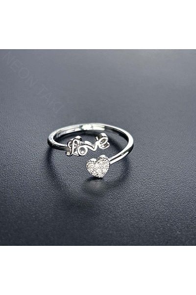 Neon Takı by Atalay Silver Color Sensitivity Tag, Zircon Stone Bijouterie and Adjustable Ring