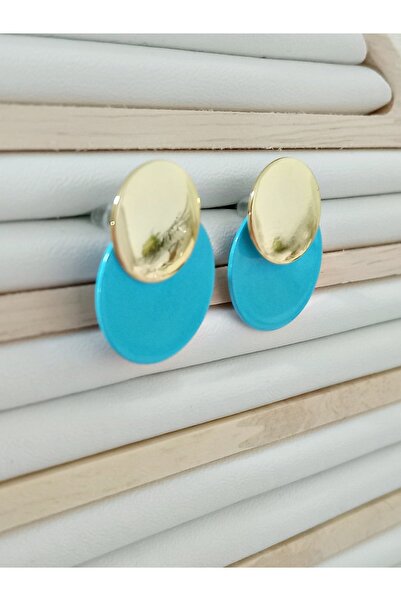 mos&more Gold Blue Plate Small Women's Earrings