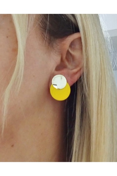 mos&more Gold Yellow Plate Small Women's Earrings