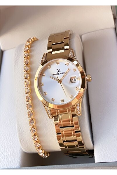 Daniel Klein Marka Altın Renk 2 Yıl Garantili Kadın Kol Saati - Bileklik Hediyeli