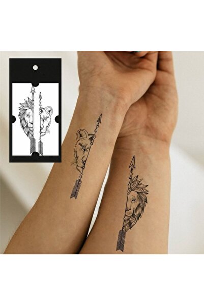 incebeltayt 1 Aylık Gerçekci Aslan çift dövme geçici tattoo