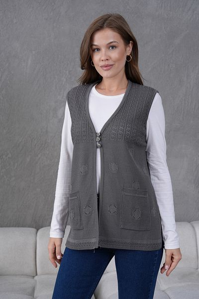 Lamierra Knitwear Openwork Mercerized Vest