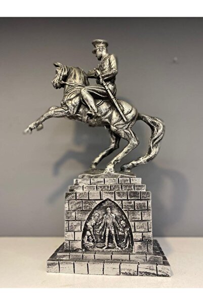 Peramari Dekoratif Polyester Atatürk Onur Anıtı Heykeli Gümüş Eskitme