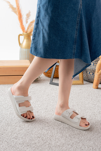 Slipcat Mulex Two Velcro, Women's Stylish, Daily Black Slippers