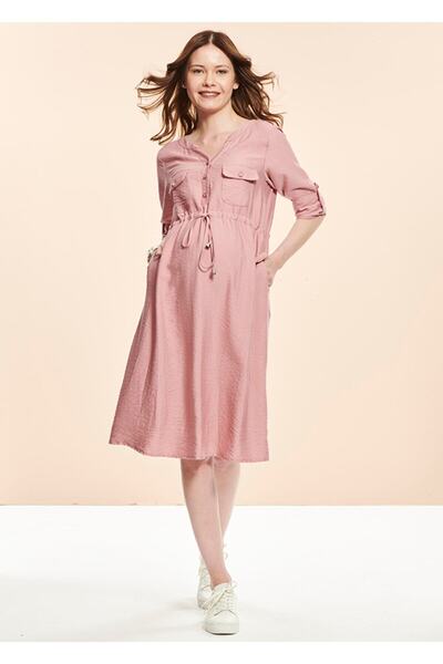 Even Fashion Hamile Giyim فستان قصير للحوامل مزين بالجيب