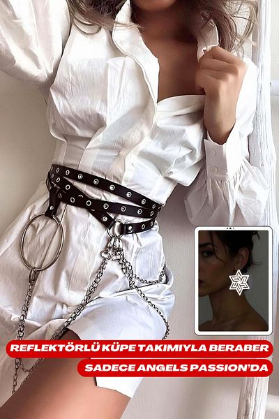 Angels Passion Cureaua eleganta din piele cu design special si detaliu de lant