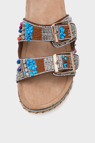 Capone Outfitters Alyson Stone Buckle Flat Heel Women's Slippers