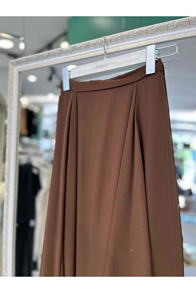 MERAM BUTİK Adn Chiffon Skirt - Brown - 3
