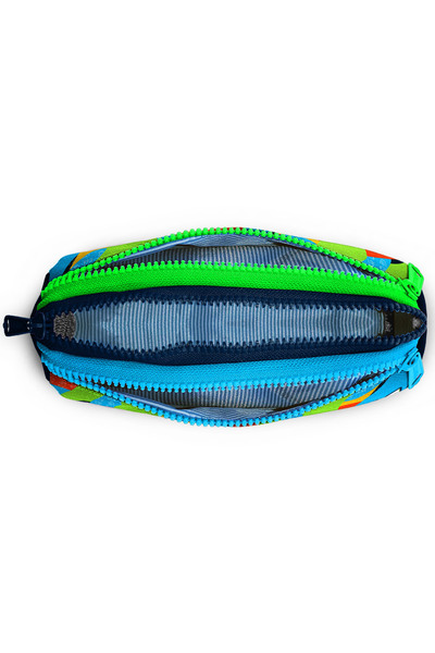 Coral High Lacivert Mavi Graffiti Desenli Üç Bölmeli Kalem Çantası 22093
