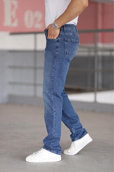 Bürke Premium pentru bărbați, culoare bleumarin închis, croială normală, croială confortabilă, blugi din denim lycra, pantaloni de blugi
