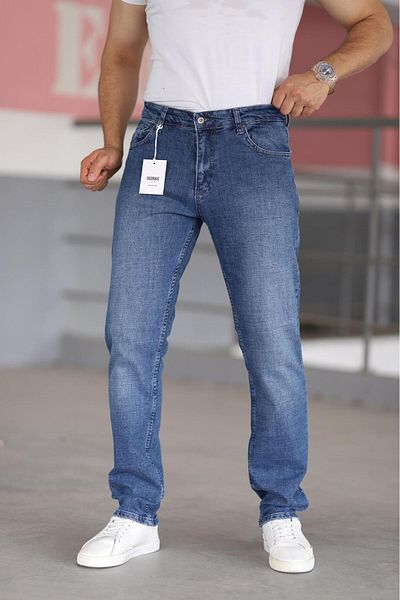 Bürke Premium pentru bărbați, culoare bleumarin închis, croială normală, croială confortabilă, blugi din denim lycra, pantaloni de blugi