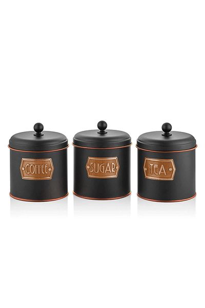 Evdek 3-Piece Galvanized Black-copper Storage Container 17x13 Cm