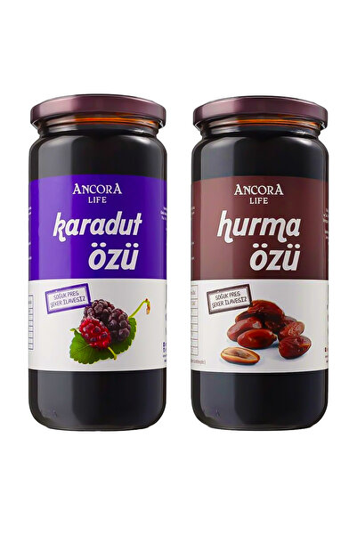ANCORA LİFE 2'li Avantaj Paketi - Karadut Özü, Hurma Özü - Şeker Ilavesiz Soğuk Sıkım 640 G X 2 Adet