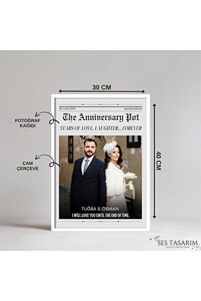 Sestasarmm Anı Gazetesi Poster Tablo, Sevgililer Günü, Kişiye Özel, Çerçeve, ...