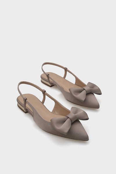 Capone Outfitters Balerini de damă Ania cu vârf ascuțit din satin cu spatele deschis