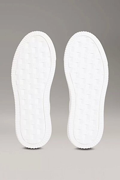 Calvin Klein Kadın Kontrast Desenli CK Logolu Deri Beyaz-Pembe Sneaker YW0YW01846-0LD