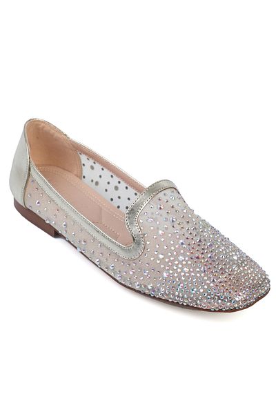 Capone Outfitters Balerini eleganti pentru femei Ada Blunt Toe Mesh Stone