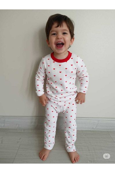 Store Red Heart Detailed Baby Kids Pajama Set Nightgown Newborn