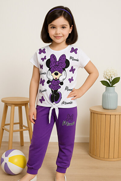 KAMİKAM Момичешки костюм с панталон, пениран памук, с връзки