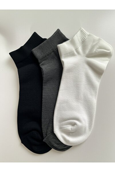 KANERUZ Black White and Gray Color Premium Bamboo Seamless Booties Socks 3-Piece